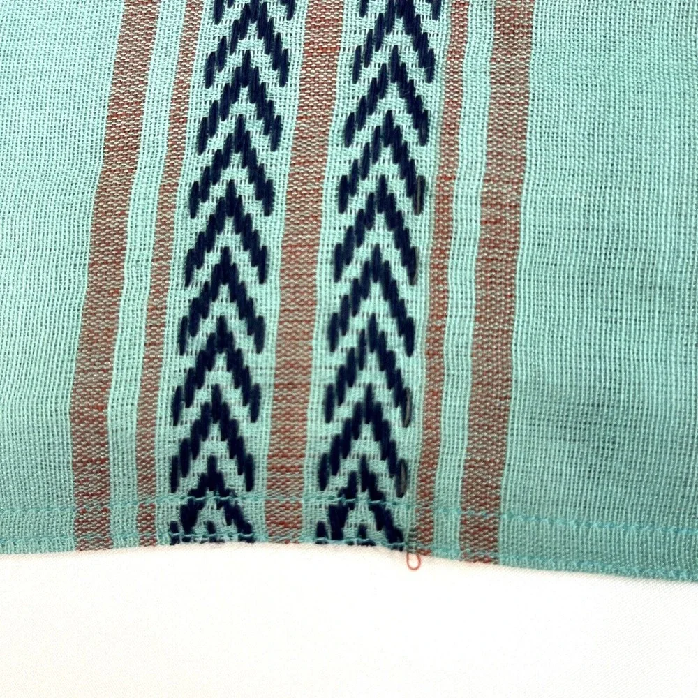 Toad & Co‎ Womens Scarf Green Woven Stripe Wool/Modal Blend Infinity Rectangle